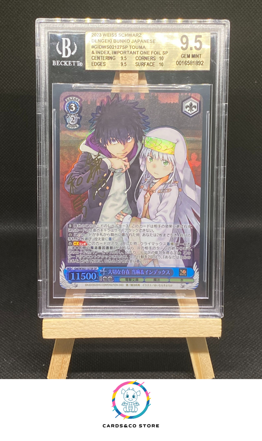 2023 - Dengeki Bunko - Weiss Schwarz - GID/WS02-127SP - Signed - Touma & index, Important one - BGS 9,5 - JPN