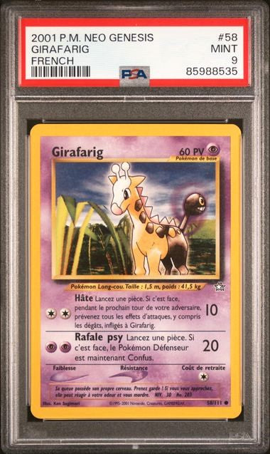 2001 - Neo Genesis - 58/111 - Girafarig - FR - PSA 9 - POP 2