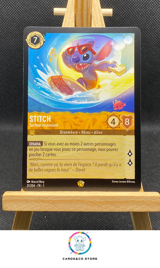 Stitch, Surfeur insouciant - 21/204 - Légendaire